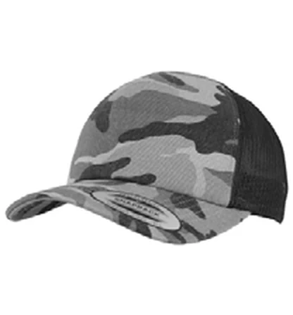 Gorra trucker con rejilla Flexfit Camo Trucker Cap personalizada con logo