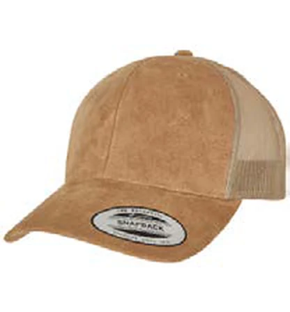 Gorra trucker con rejilla Flexfit Suede Leather Trucker Cap personalizada con logo