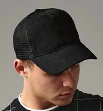 Gorra trucker con rejilla Beechfield Suede Snapback Trucker personalizada con logo