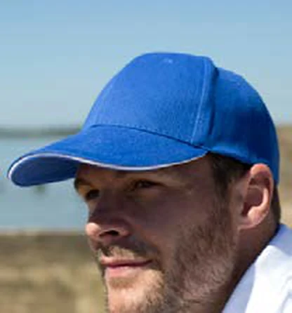 Gorra de algodón de 6 paneles Result Memphis Low Profile Sandwich Peak Cap personalizada con logo